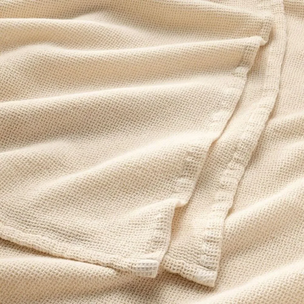 Casaluna - Full/Queen Micro Waffle Bed Blanket Natural - Casa Off-White